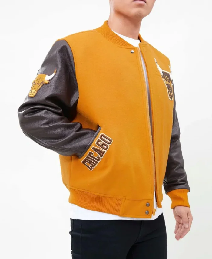 NBA Championship Chicago Bulls Logo Yellow Varsity Jacket