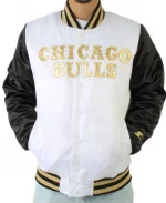 NBA Chicago Bulls Black and White Varsity Jacket