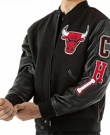 NBA Chicago Bulls Classic Black Varsity Jacket For Unisex