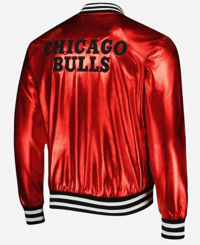 NBA Chicago Bulls Metallic Red Letterman Varsity Jacket For Sale