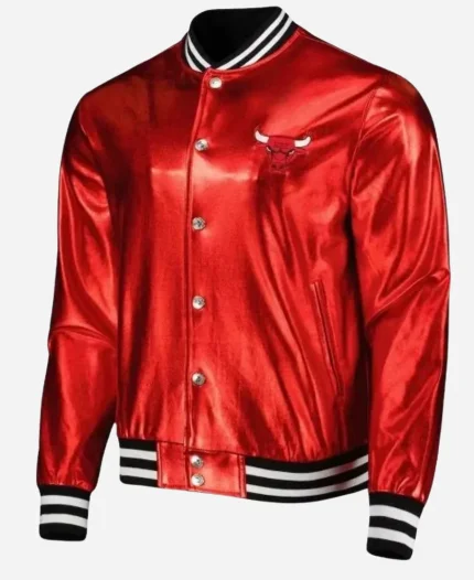 NBA Chicago Bulls Metallic Red Varsity Jacket