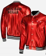 NBA Chicago Bulls Metallic Varsity Red Jacket