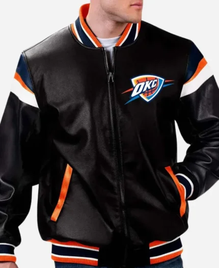NBA Finals Oklahoma City Thunder Black Leather Jacket