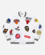 NBA Teams Warm-Up White Varsity Jacket