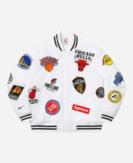 NBA Teams Warm-Up White Varsity Jacket