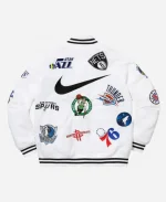NBA Teams Warm-Up White Wool Varsity Bomber Jacket For Unisex