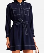 NBC News Daily 2025 Savannah Sellers Blue Contrast Stitch Mini Shirt Dress