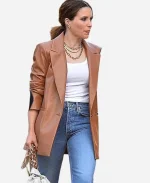 NYC Sophia Bush Brown Leather Blazer