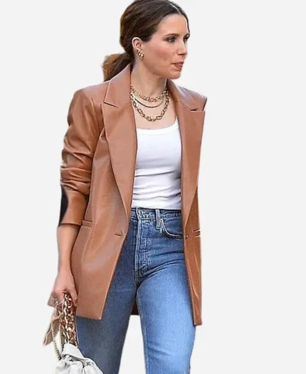 NYC Sophia Bush Brown Leather Blazer