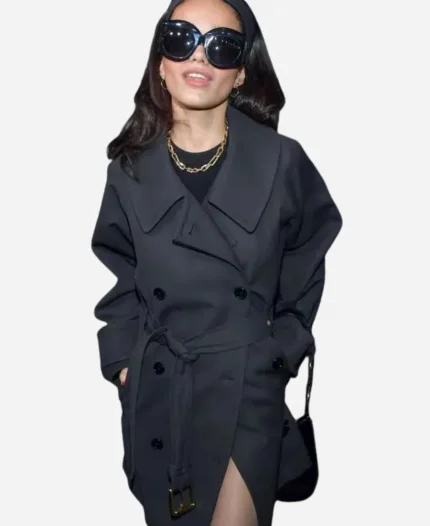 NYFW 2024 Rachel Zegler Black Coat