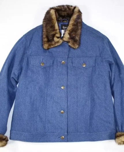 Naomi Ackie Movie Sorry, Baby 2025 Lydie Faux Fur Blue Denim Jacket For Sale