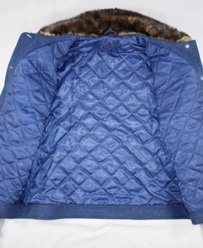 Naomi Ackie Sorry Baby Faux Fur Denim Jacket