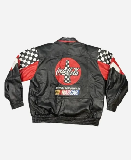 Nascar Coca Cola 600 Vintage Black Leather Jacket For Unisex