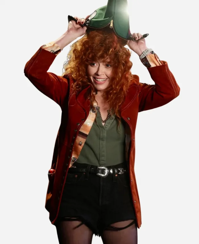 Natasha Lyonne Poker Face S02 Suede Leather Coat