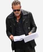 Negan Smith The Walking Dead Dead City Jeffrey Dean Morgan Black Leather Jacket