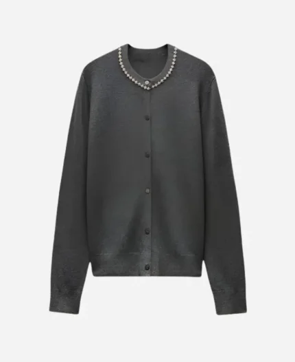 Netflix Tudum 2025 The Live Event Millie Bobby Jewel Gray Cardigan