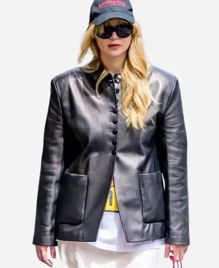 New York City Jennifer Lawrence Leather Blazer
