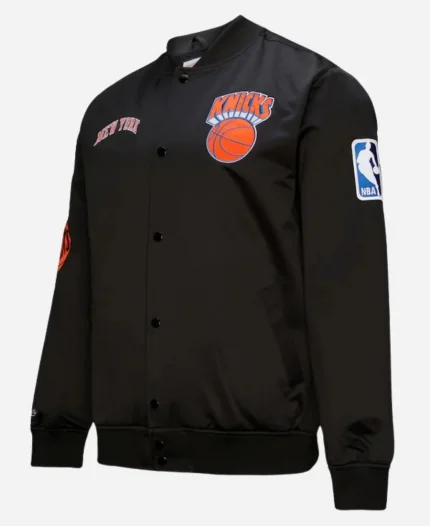 New York Knicks Black Hardwood Classics Blackout Collection Satin Full-Zip Jacket For Men’s