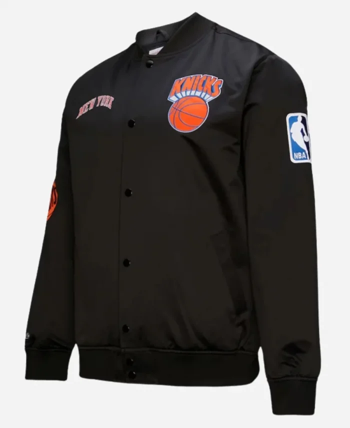 New York Knicks Black Hardwood Classics Blackout Collection Satin Full-Zip Jacket For Men’s