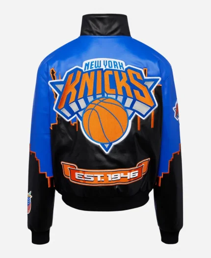 Jeff Hamilton NBA New York Knicks Skyline Vegan Leather Jacket For Sale
