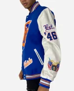 New York Knicks Wool & Leather Blue Varsity Jacket