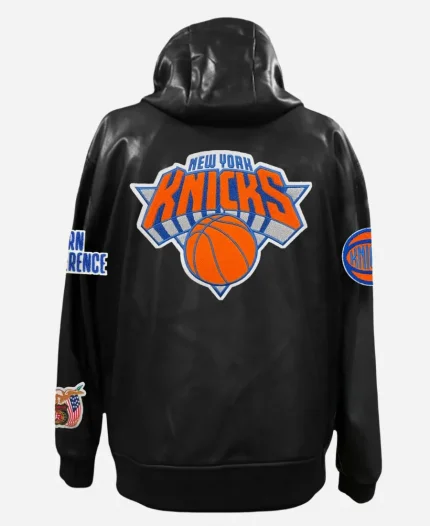 Jeff Hamilton NBA New York Knicks Zip-Up Black and White Leather Jacket