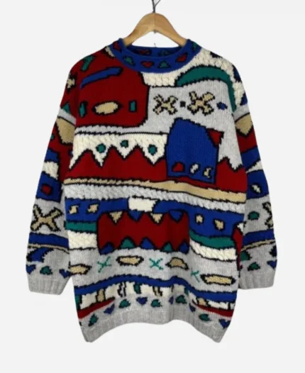 Nicky Harley TV Series Art Detectives 2025 Wendy Boyle Abstract Print Knitted Sweater