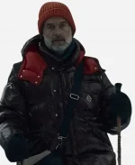 Nine Perfect Strangers S02 Michael Shannon Burgundy Puffer Hooded Jacket