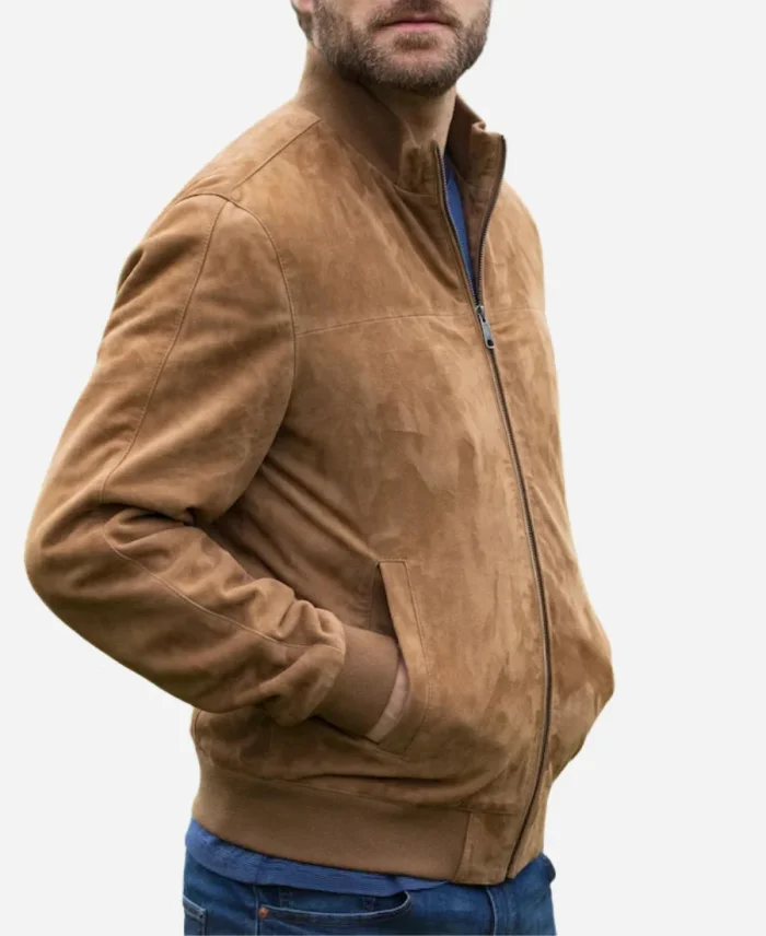 Nobody Wants This Sasha Roklov Brown Suede Bomber Jacket