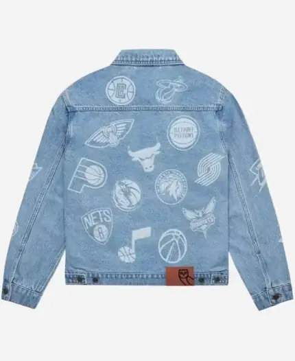 OVO Lakers NBA Team Icons Blue Denim Jacket For Unisex