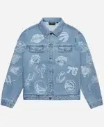 OVO NBA Team Icons Blue Denim Jacket