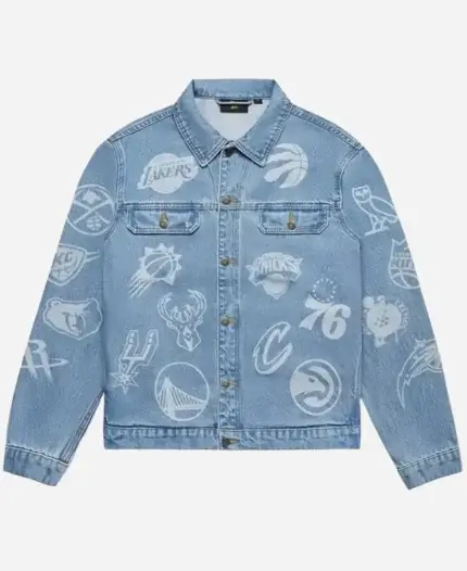 OVO NBA Team Icons Blue Denim Jacket