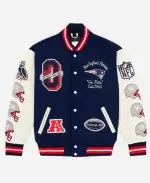 OVO New England Patriots Navy Blue And White Varsity Jacket
