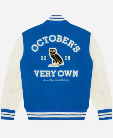 OVO Same City Same Friends Blue And White Letterman Varsity Jacket For Unisex