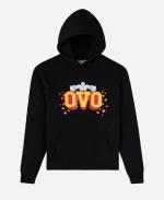 OVO X UFC Flame Logo Pullover Black Hoodie