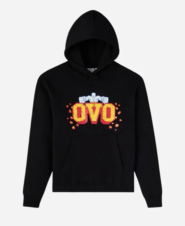 OVO X UFC Flame Logo Pullover Black Hoodie