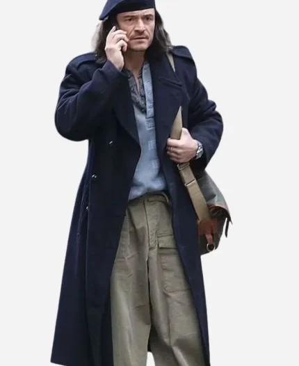Orlando Bloom Movie Deep Cover 2025 Marlon Blue Wool Coat