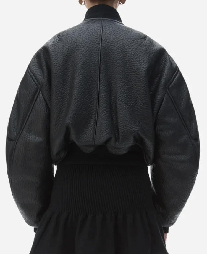 Paris Fashion Week Gigi Hadid Black Leather Jacket For Sale