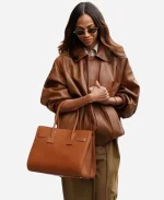 Paris Street Style 2025 Brown Leather Jacket