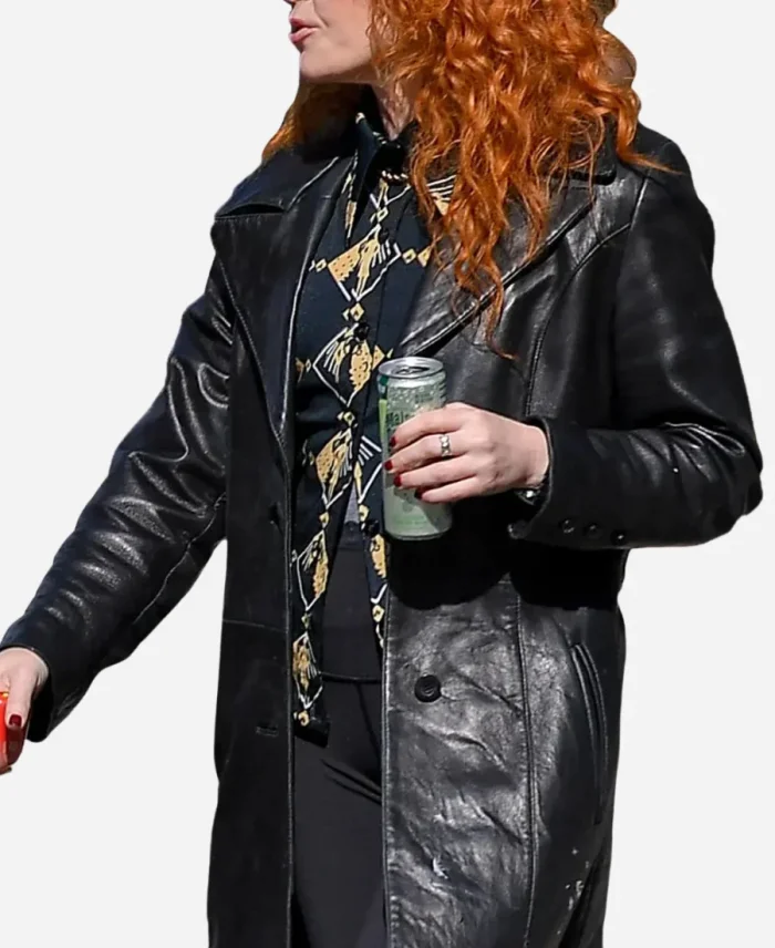 Poker Face S02 Natasha Lyonne Black Leather Coat