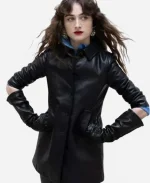 Raffey Cassidy 2025 Black Leather Jacket