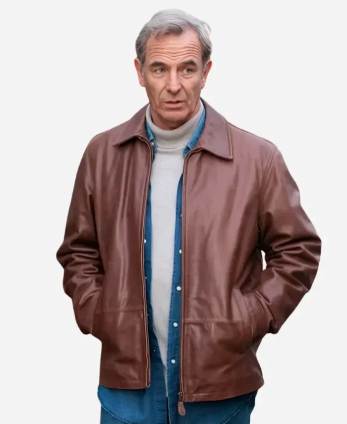 Robson Green The Game 2025 Brown Suede Leather Jacket