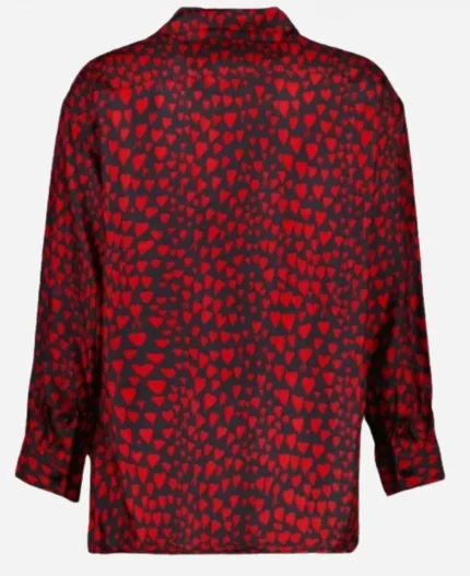 Rose TV-Series Dept. Q 2025 Leah Byrne Red Heart Printed Black Shirt