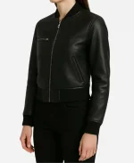 Rose Tv Series Dept. Q 2025 Leah Byrne Black Leather Bomber Jacket
