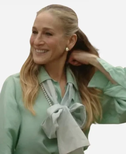 Sarah Jessica Parker And Just Like That Season 03 Carrie Bradshaw Green Bow Blouses