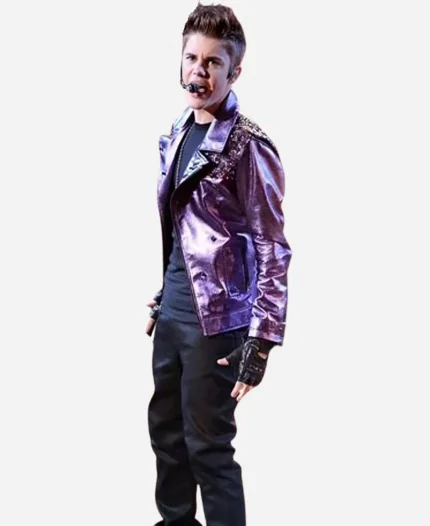 Show Dancing With The Stars Justin Bieber Purple Leather Jacket