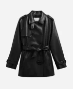 Sofia Carson Black Leather Trench Coat The Life List 2025