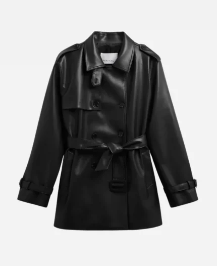 Sofia Carson Black Leather Trench Coat The Life List 2025