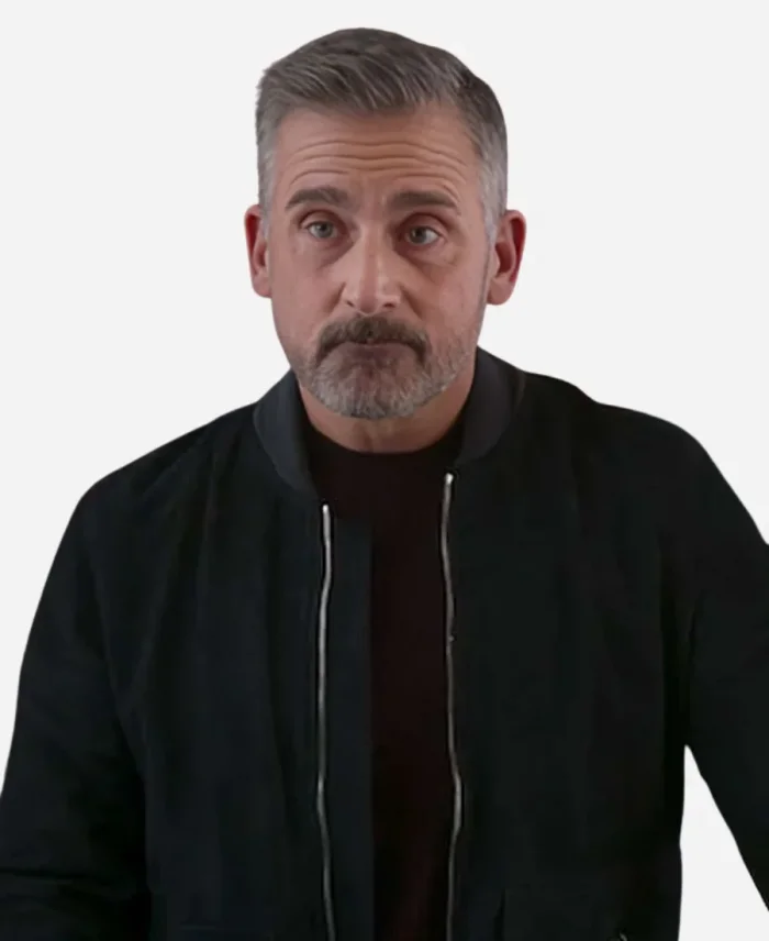 Steve Carell The Four Seasons 2025 Nick Black Suede Bomber Jacket
