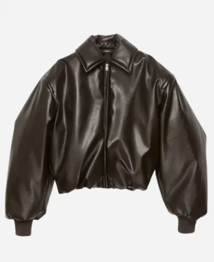 Street Style Rome 2025 Camila Cabello Oversized Brown Bomber Leather Jacket For Unisex